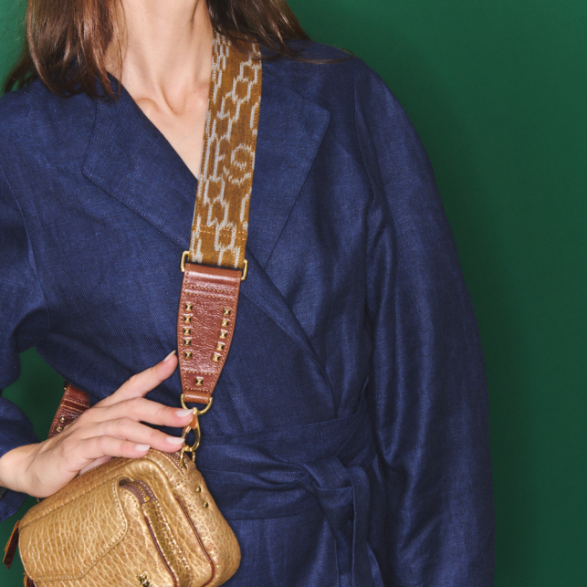 Endek Camel Printed Strap with Hooks