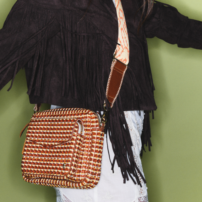 Ikat Off White & Red Fabric Strap