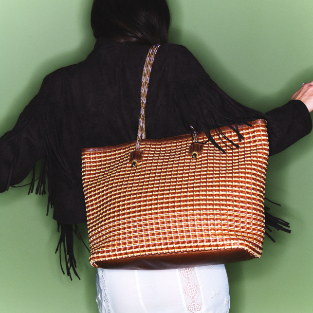 Fusealis Woven Leather Marny Tote bag