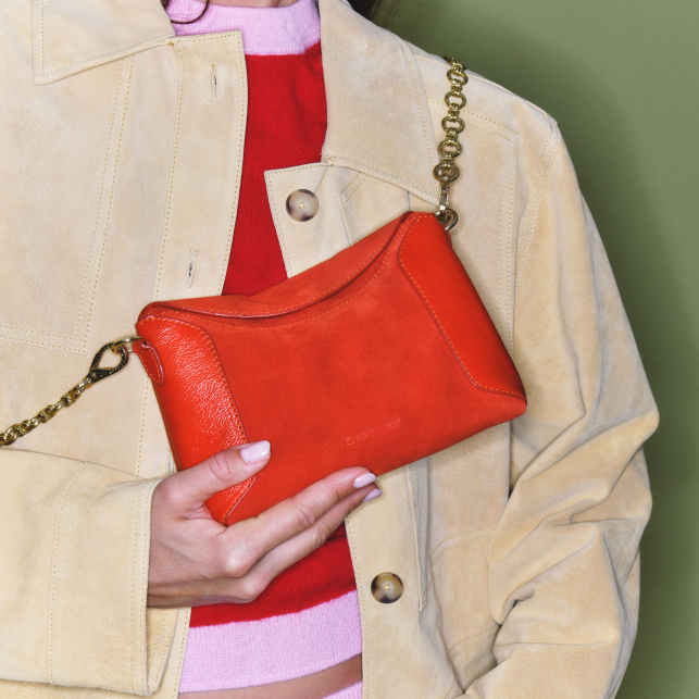 Coquelicot Suede Little Gaia Bag