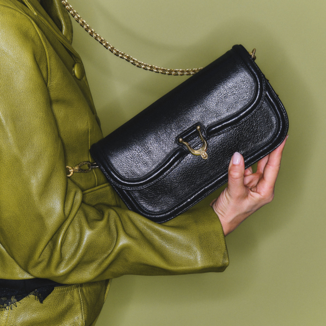 Black Leather Manon Baguette