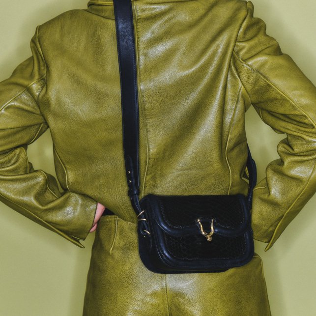 Black Python Mini Manon Bag