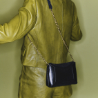 Black Leather Little Gaia Bag