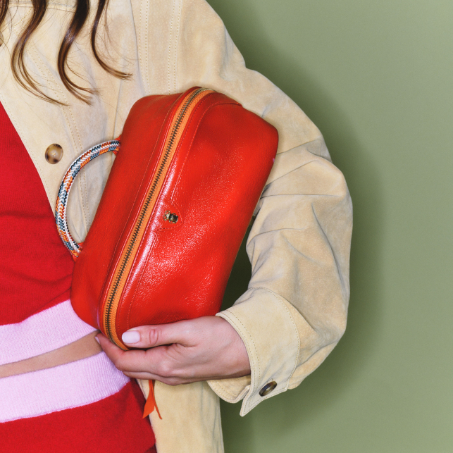 Trousse Charlotte Cuir Coquelicot