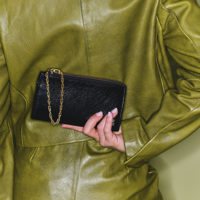 Black Leather Achille Coin Case