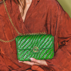 Sac Ava Medium Cuir Tressé Romarin