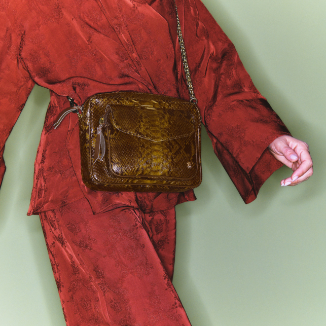 Python Bag with chain Big Charly Dark Kaki