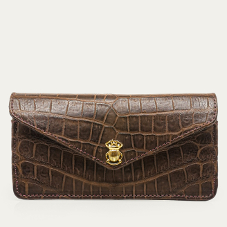 Brown Croco Heritage Collection Long Alex Wallet