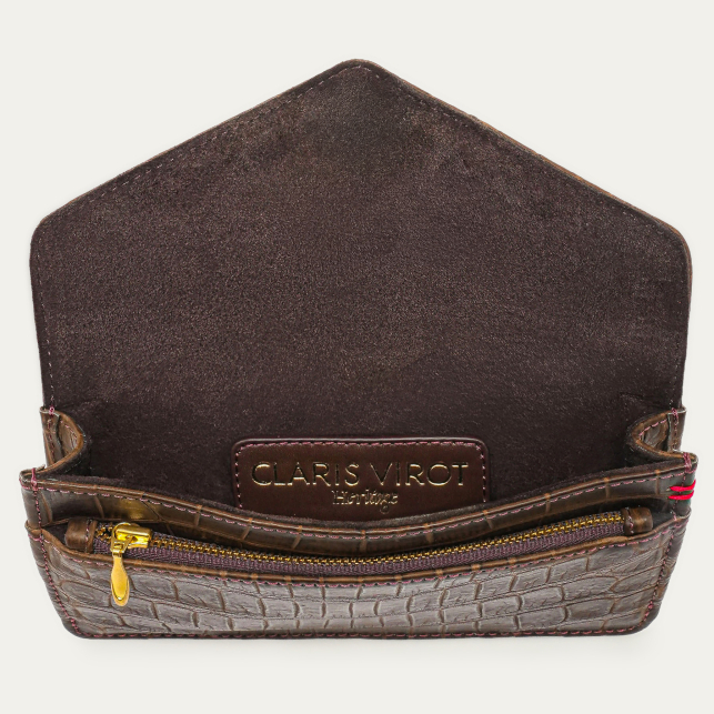 Brown Croco Heritage Collection Long Alex Wallet