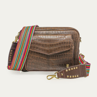 Sac Croco avec Bandoulière Collection Héritage Big Charly Marron