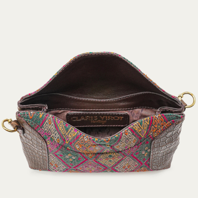 Sac Tissu et Croco Marron Collection Héritage Mini Gaia Multicolore