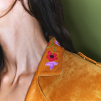 Veste Cuir Brodé Miel