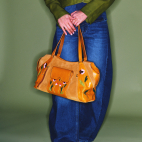 Sac Juno Cuir Mix Miel Brodé