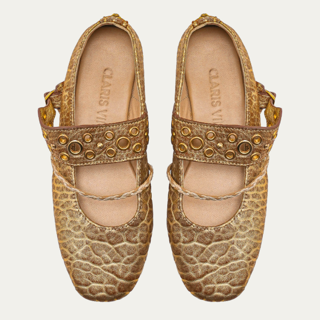 Ballerines Adele Cuir Bubble Or Antique