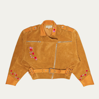 Honey Embroidered Leather Jacket