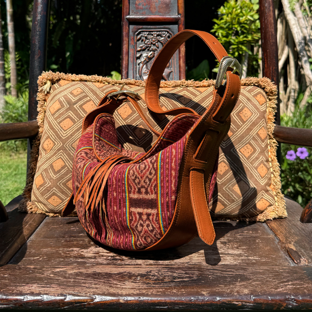 Burgundy Fabric Heritage Collection Estelle Bag