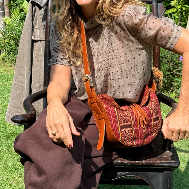 Burgundy Fabric Heritage Collection Estelle Bag