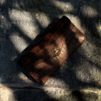 Portefeuille Croco Collection Héritage Alex Long Marron