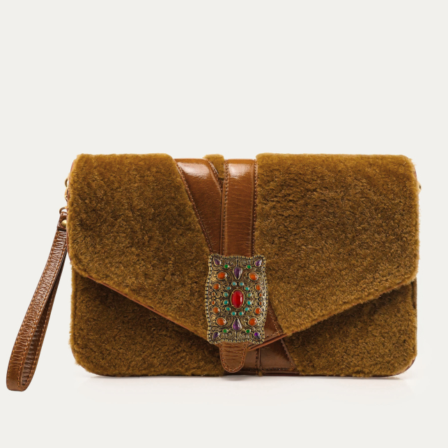Siena Shearling Alicia Clutch