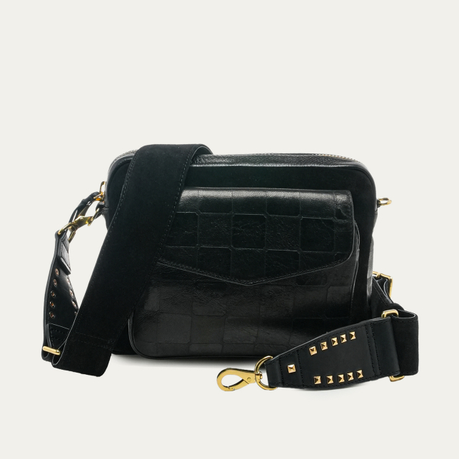 Check Embossed Leather Big Charly Bag