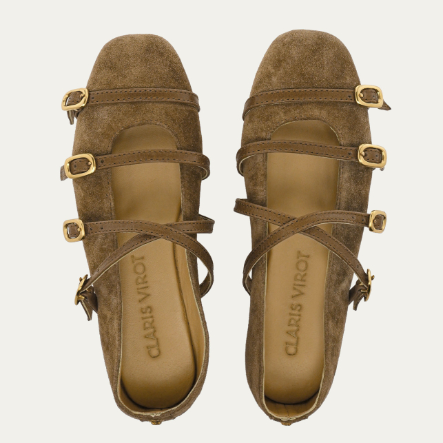 Ballerines Adele Veau Velours Taupe