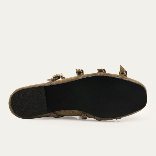 Taupe Thick Suede Adele Ballerinas