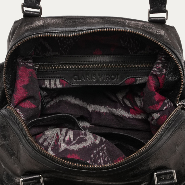 Sac Week-End Cuir Embossé Roger XS Check