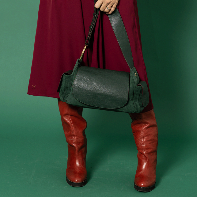 Green Forest Leather Marine Bag