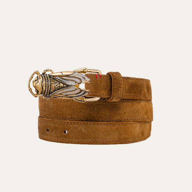 Tobacco Leather Cicada Baby Belt