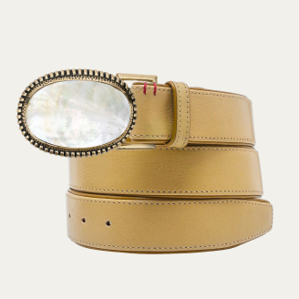 Off White Leather Shell Dallas Belt