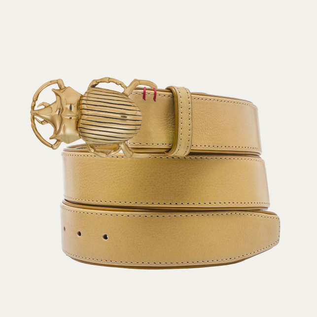 Ceinture Cuir Off White Scarabée Doré
