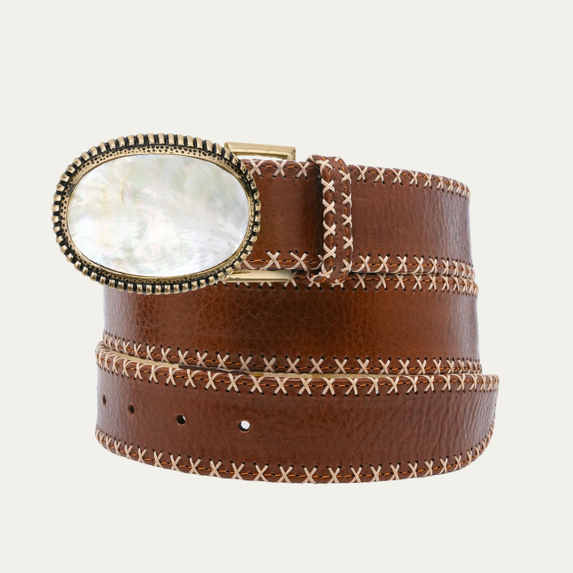Tobacco Leather Shell Dallas Belt