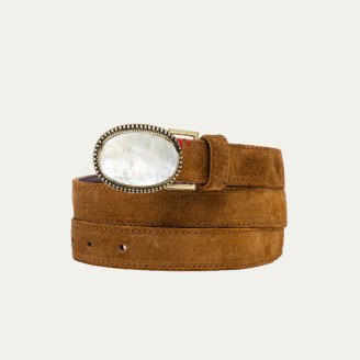 Baby Ceinture Veau Velours Tabac Dallas Nacre