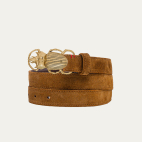 Baby Ceinture Veau Velours Tabac Scarabée Doré