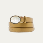 Off White Leather Shell Dallas Baby Belt