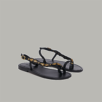 Black Leather Suzette Sandals