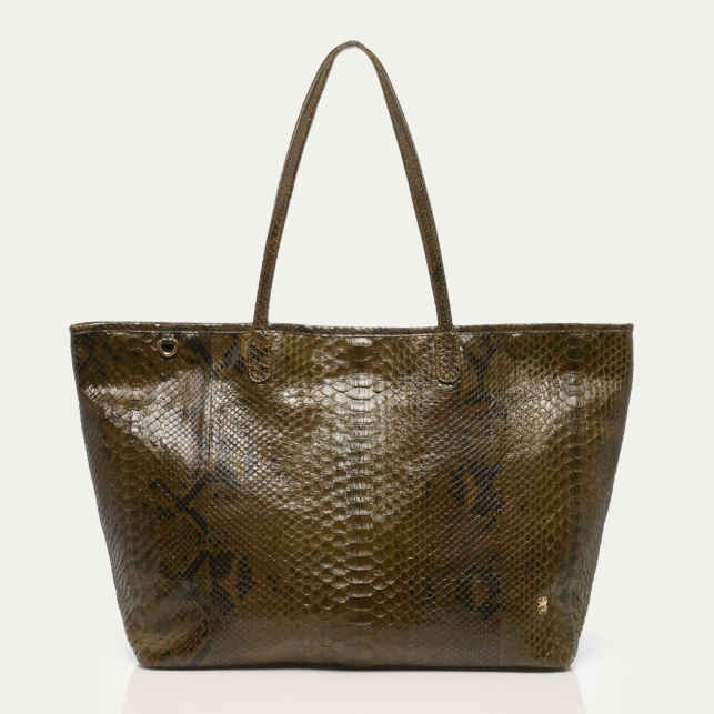 Dark Kaki Python Tote Marny