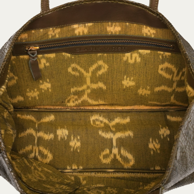 Dark Kaki Python Tote Marny