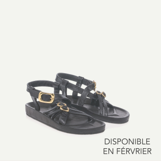 Black Leather Claudette Sandals