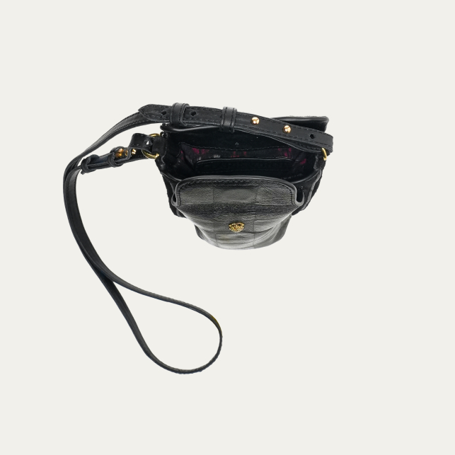 Check Embossed Leather Misha Phone Bag