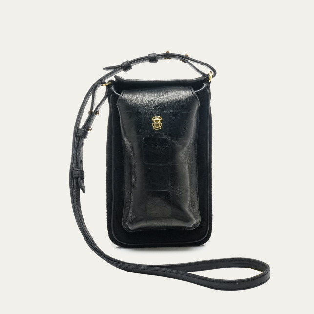 Check Embossed Leather Misha Phone Bag