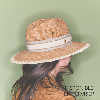 Off White Raffia Fedora Hat