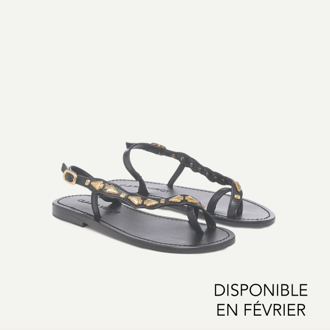 Black Leather Suzette Sandals