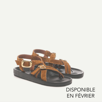 Sandales Claudette Cuir Tabac