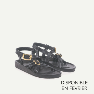 Black Leather Claudette Sandals