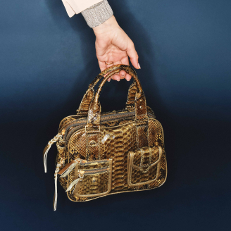 Khaki Python Richie Bag