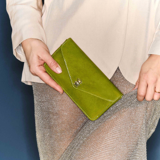 Glossy Clover Leather Alex Long Wallet