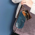 Charms Pedro Tissu Velours Terracielo et Cuir Nerazzuro