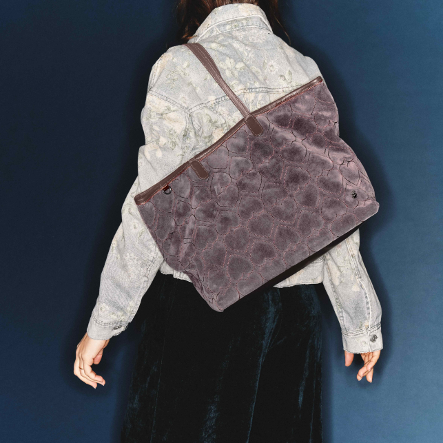 Mulberry Thick Suede Embroidered Marny Bag