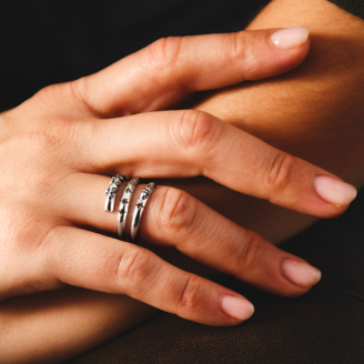 Bague Spiralée à Strass Argent